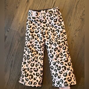 Girls Light Pink Leopard Snow Pants - size xxs